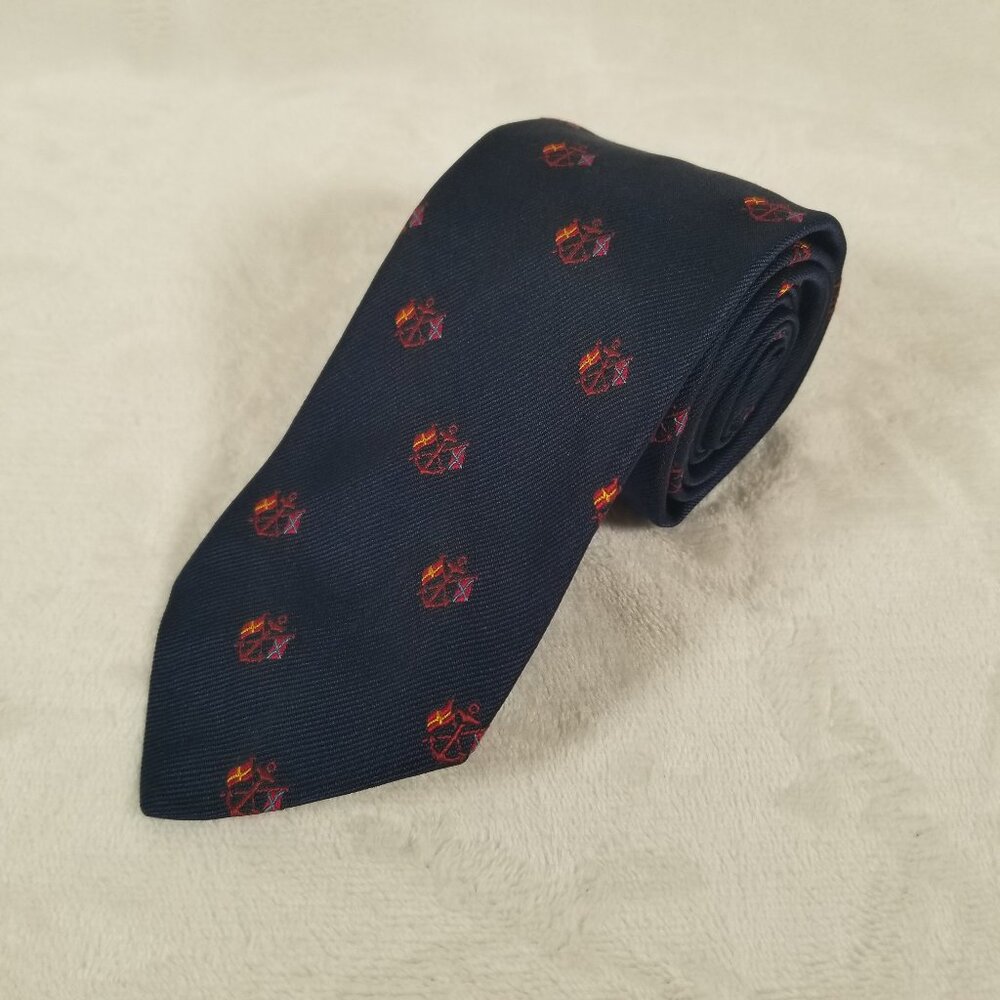 Brooks Brothers Makers Men Tie Silk Blend Made in England W 3 3/8 by L 55.5 Flag - Picture 1 of 8